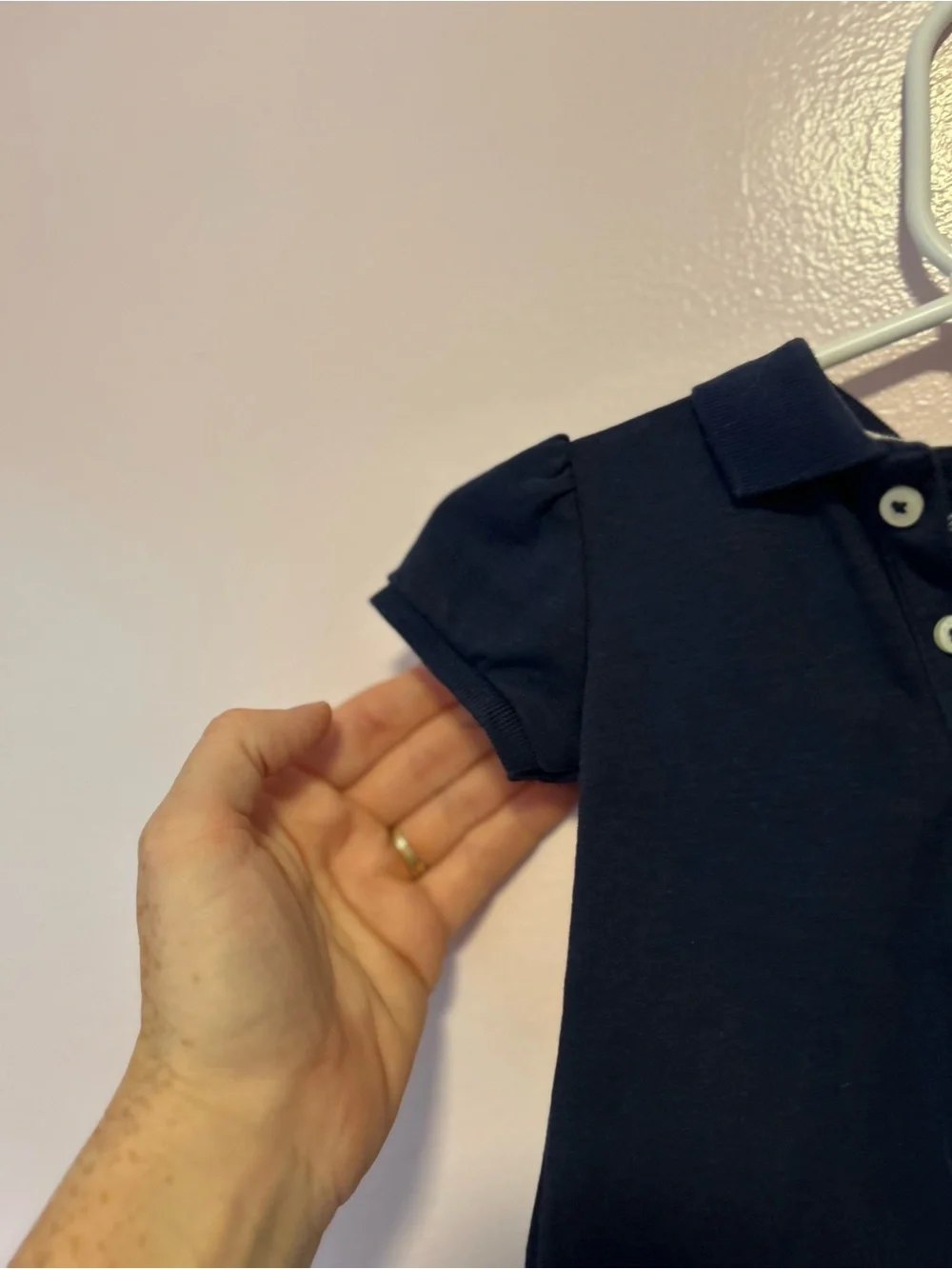 Ralph Lauren Navy Ruffle Hem Polo Dress Sz 6 Mo